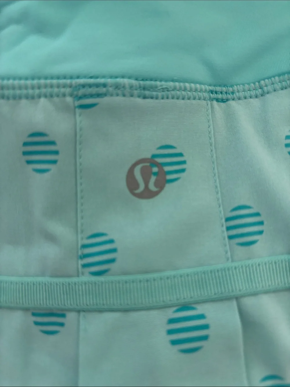 Women’s Vintage Lululemon Aqua Polka Dot Athletic Skort with Built-In